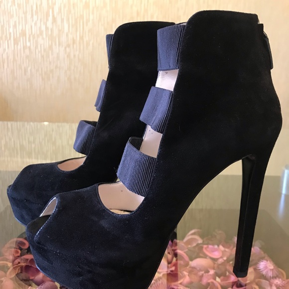 Prada platform suede peep toe heel straps sandal - Picture 3 of 7